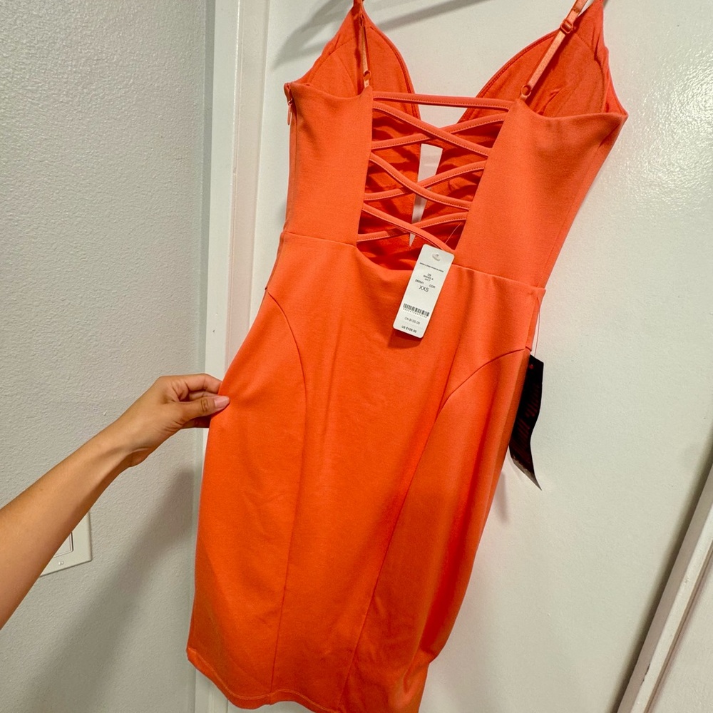 Bebe Orange Bodycon Cocktail Dress